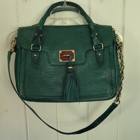 Elliott Lucca Leather Snake Print Crossbody Top Handle Bag - Picture 10 of 16